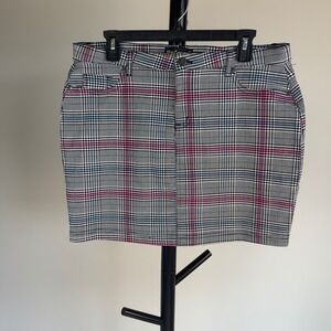 Like An Angel Pink Blue Glen Plaid Mini Skirt XL Stretch 90s Grunge Preppy